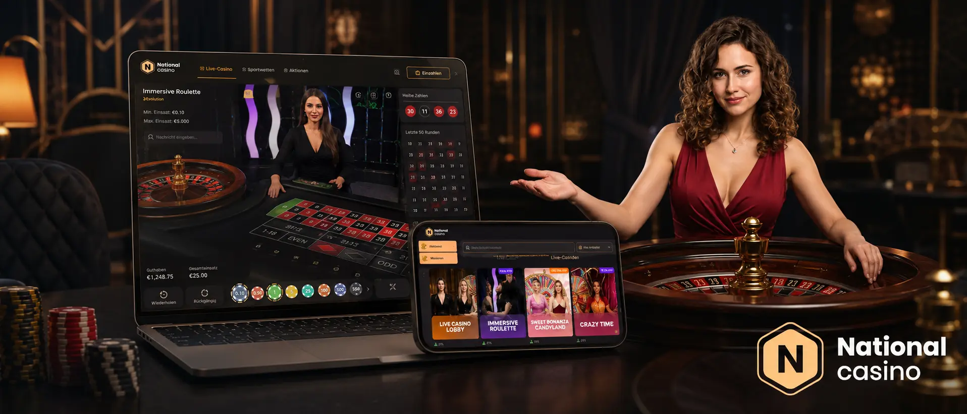 So startest du Live Games bei National Casino